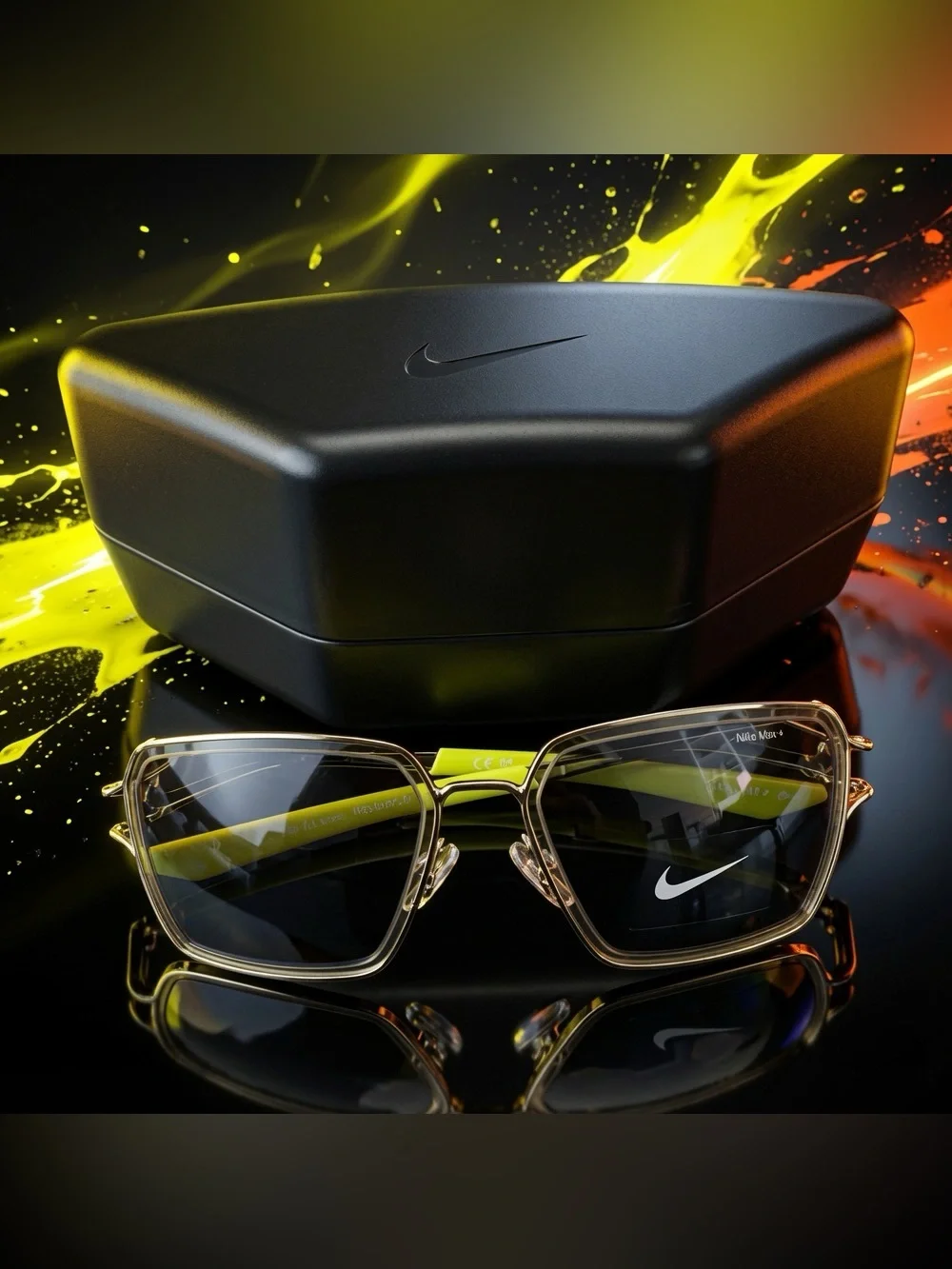 ⚡️Nike Max+ Veil Prism EV24049 Silver Yellow Blue Sunglasses New in Box!⚡️